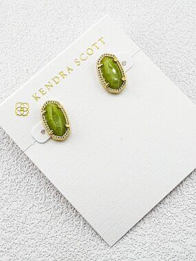 Kendra Scott Army Green Cat��s Eye Stud Earrings